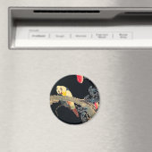 花の茂みの枝にオウム マグネット (インサイチュ (食洗機))