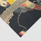 花の茂みの枝にオウム 薄葉紙 (詳細)