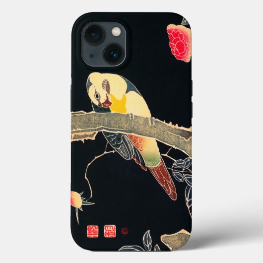 花の茂みの枝にオウム Case-Mate iPhoneケース (裏面)