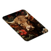 花の茶色い牛 マグネット (右側)