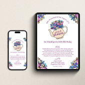 花の茶葉のポット 50歳の誕生日カード シャワーメールで 招待状