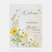 花の草原の蝶のウェルカムシャワー アクリルサイン (正面)