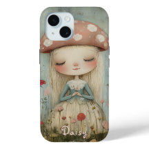 花の草地にかわいいキノコのカスタム妖精