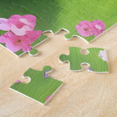 花の草地にかわいいベビーうさぎ ジグソーパズル (側面)