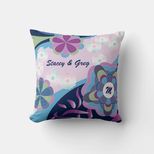 花の菊の川の着物の日本様式 クッション (正面)