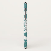 花の華麗さのティール（緑がかった色）の孔雀の名前をカスタムするの包装 Case-Mate iPhoneケース (裏面/左)