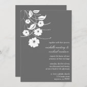 花の華麗さの結婚式招待状(ダークグレー) 招待状 (正面/裏面)