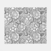 花の落書きパターン フリースブランケット (正面(横))