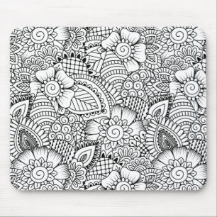 花の落書きパターン マウスパッド