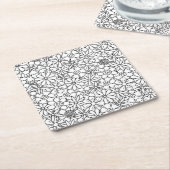 花の落書き スクエアペーパーコースター (アングル)