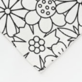 花の落書き フリースブランケット (角)