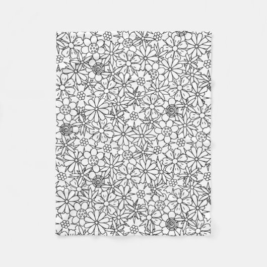 花の落書き フリースブランケット (正面)