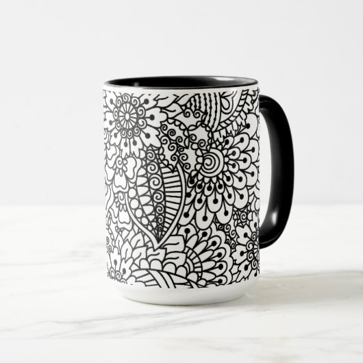 花の落書き マグカップ (正面右)