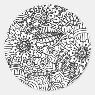 花の落書き ラウンドシール