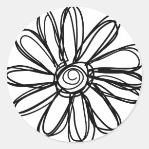 花の落書き ラウンドシール