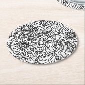 花の落書き ラウンドペーパーコースター (アングル)