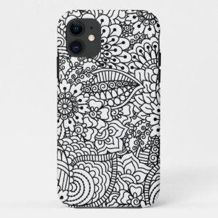 花の落書き iPhone 11 ケース