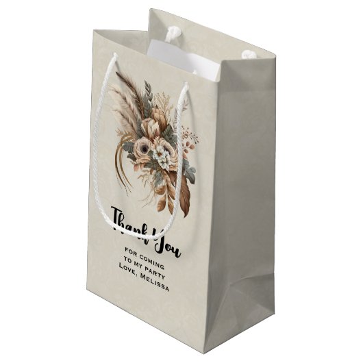 花の葉と羽パーティーありがとう スモールペーパーバッグ (裏面アングル)