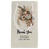 花の葉と羽パーティーありがとう スモールペーパーバッグ (正面)