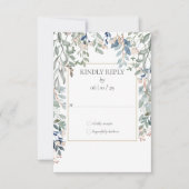 花の葉のゴールド幾何学ウェディング 出欠カード (正面)