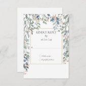 花の葉のゴールド幾何学ウェディング 出欠カード (正面/裏面)