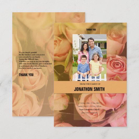 花の葬儀お礼カード 招待状 (正面/裏面)