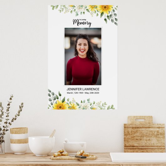 花の葬儀用ウェルカムサイン テンプレート ポスター (キッチン)