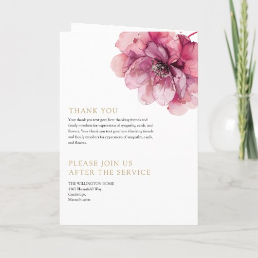 花の葬儀追悼式次第 折りたたみ式 プログラム (裏面)