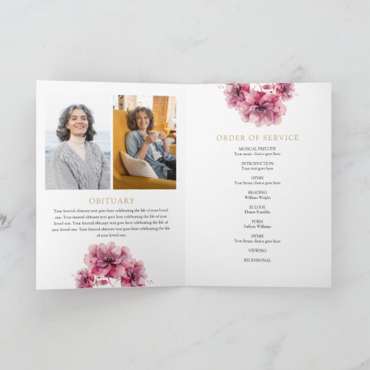花の葬儀追悼式次第 折りたたみ式 プログラム (内部)