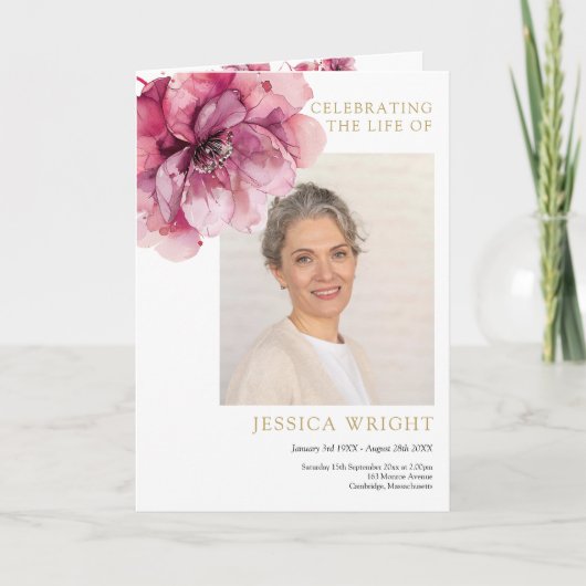 花の葬儀追悼式次第 折りたたみ式 プログラム (正面)