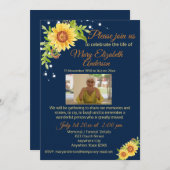 花の葬儀 ライフセレブレーション フォト ブルー 招待状 (正面/裏面)