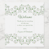 花の蔦のハート ワインラベル (シングルラベル)