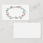 花の蔦のリース エレガントでピンクとグリーンのおしゃれなデザイン プレイスカード (正面/裏面)