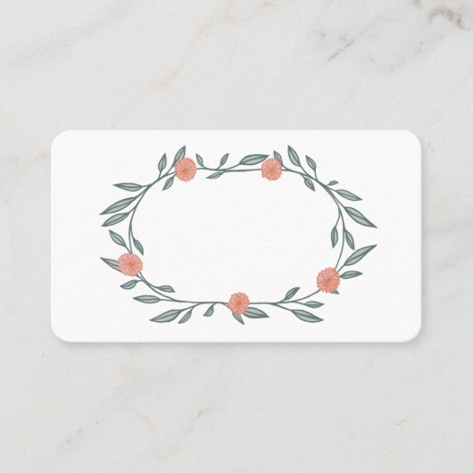 花の蔦のリース エレガントでピンクとグリーンのおしゃれなデザイン プレイスカード (正面)
