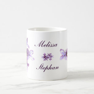 花の薄紫の花の結婚 コーヒーマグカップ