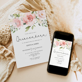 花の薔薇のキンセアニエラ 15歳の誕生日 招待状