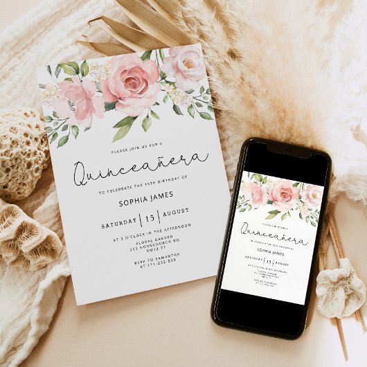 花の薔薇のキンセアニエラ 15歳の誕生日 招待状