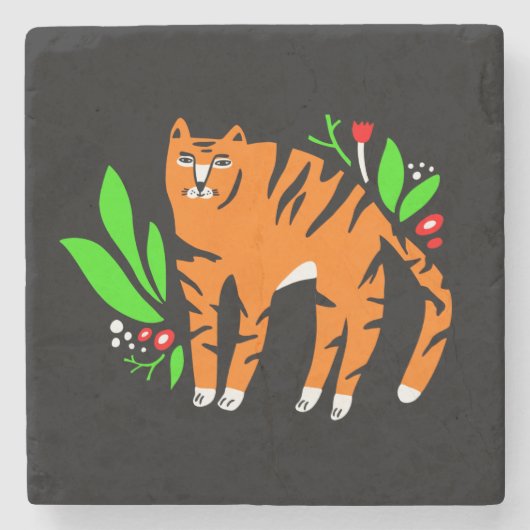 花の虎 ストーンコースター (正面)