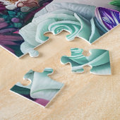 花の虹色ユニコーン ジグソーパズル (側面)