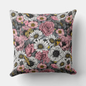 花の蛾はピンクとグレーで混ぜる クッション (裏面)