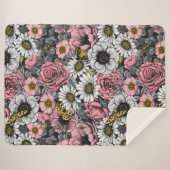 花の蛾はピンクとグレーで混ぜる シェルパブランケット (正面(横))