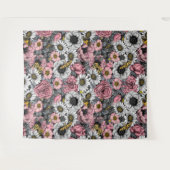 花の蛾はピンクとグレーで混ぜる タペストリー (正面(横))