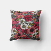 花の蛾は赤と灰色の混合 クッション (裏面)