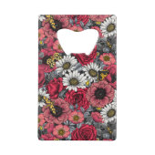 花の蛾は赤と灰色の混合 クレジットカード栓抜き (裏面)