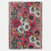 花の蛾は赤と灰色の混合 スローブランケット (正面縦)