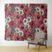 花の蛾は赤と灰色の混合 タペストリー (インサイチュ(横))