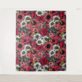 花の蛾は赤と灰色の混合 タペストリー (正面)