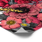 花の蛾は赤と灰色の混合 ポスター (角)