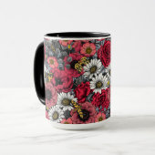 花の蛾は赤と灰色の混合 マグカップ (正面左)