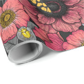 花の蛾は赤と灰色の混合 ラッピングペーパー (ロールコーナー)